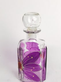 Vintage Purple Floral Glass Perfume Bottle