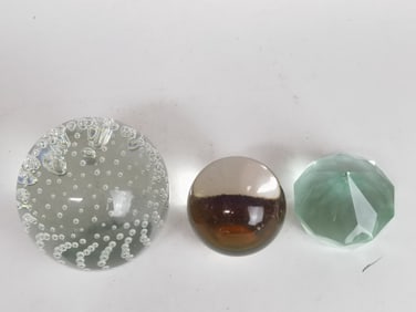 (3) Unmarked Glass Paperweights