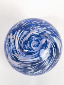 Unmarked Blue/White Swirl Glass Paperweight
