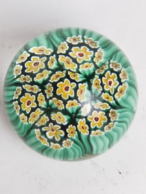 Vintage Murano Italy Milleflori Glass Paperweight