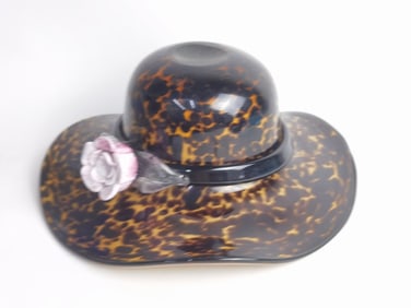 Large Blown Glass Leopard Ladies Hat