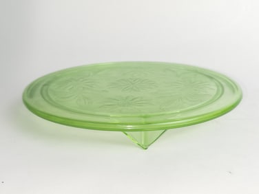 Vintage Jeanette Green Depression Glass Cake Platt