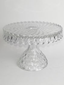 Vintage Fostoria American Cubist Crystal Cake Plat