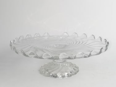 Vintage Fostoria Colony Swirl Glass Cake Platter