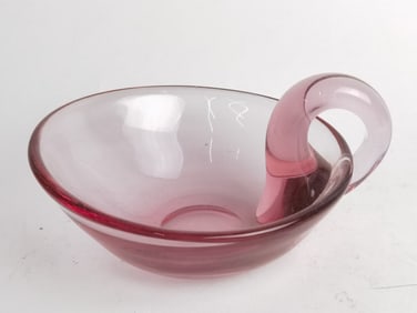 Vintage Murano Style Cranberry Glass Candy Dish