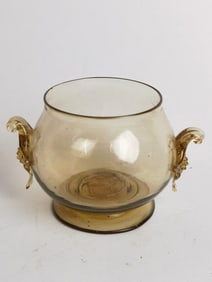 Vintage Amber Glass Pedestal Vase