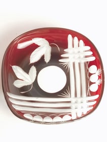 Vintage Bohemian Ruby Cut-to-Clear Plate