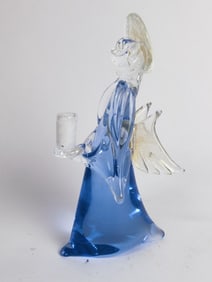 Vintage Murano Italy Clear/Blue Glass Angel Candle