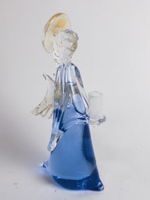 Vintage Murano Italy Clear/Blue Glass Angel Candle