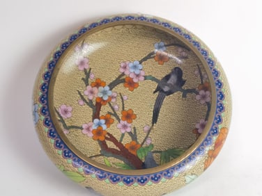 Large Vintage Chinese Cloisonne Brush Washer