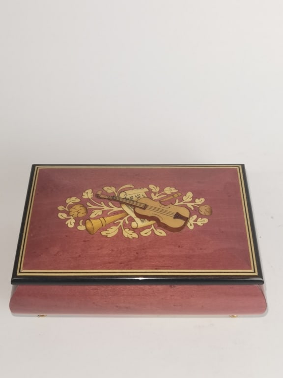 Italian Wood Music Box: Italian Wood Music Box, 2.75in by 6 1/8in by 4in