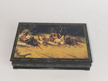 Vintage Russian Jewelry Box, Signed