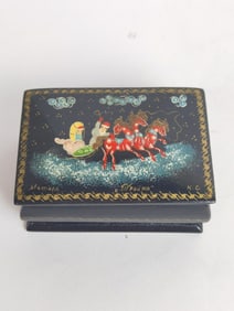 Vintage Russian Jewelry Box, Signed