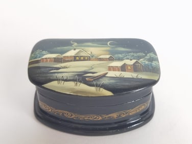 Vintage Russian Jewelry Box, Signed