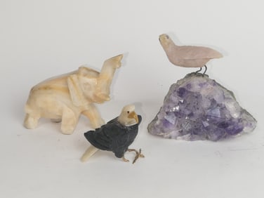 (3) Precious Stone Carved Animals