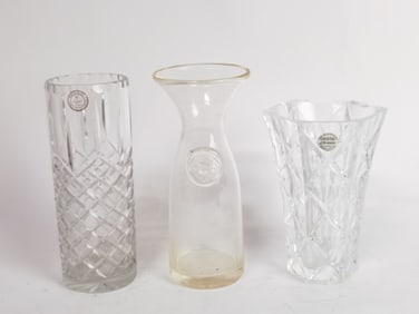 (3) Vintage Glass and Polish/French Crystal Vase