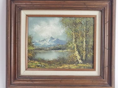 Vintage Landscape Oil Painting on Canvas, Signed