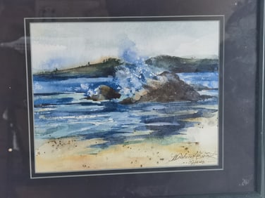 Washington Coast Watercolor Painting, Signed Hana