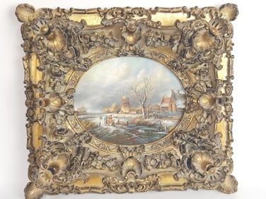 Landscape Oil Painting with Ornate Frame