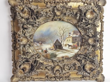 Landscape Oil Painting with Ornate Frame