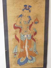 Chinese/Japanese Watercolor Guanyin Scroll Paintin