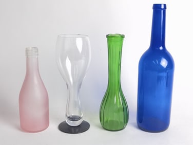 (4) Vintage Colored Glass Vases