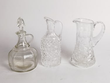 (3) Vintage Crystal/Glass Carafes and Decanter