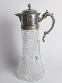 Vintage Leonard Italy Crystal Claret Diamond Cut C