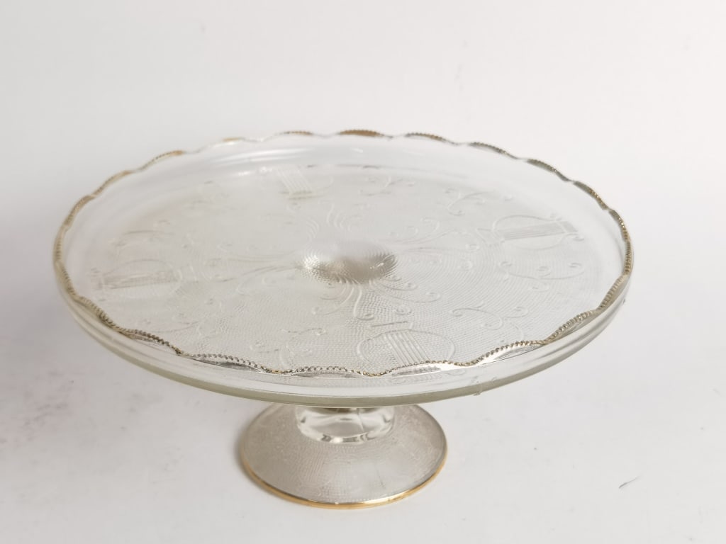 Vintage Jeanette Depression Glass Cake Platter (1 of 6)