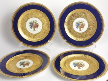 (4) Black Knight Bavarian Porcelain Plates