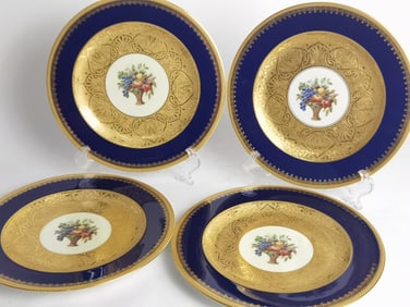 (4) Black Knight Bavarian Porcelain Plates
