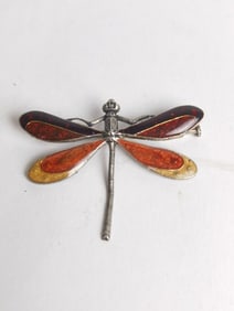 Costume Enameled Dragonfly Brooch