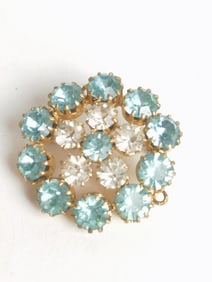 Costume Gold Tone Rhinestone Brooch