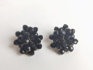 Pr. of Black Beads Ear Clips