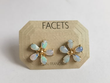 Pr. of Facets Opal Stone Earrings