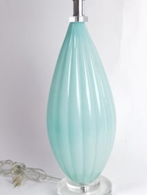 Vintage Murano Style Aqua Glass Lamp
