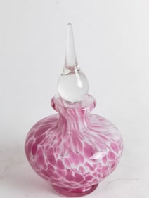 Vintage Pink and White Art Glass Perfume Bottle