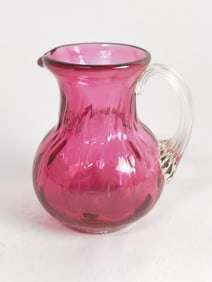 Vintage Hand Blown Cranberry Glass Pitcher Vase