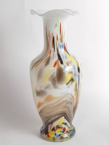 Vintage Hand Blown Art Glass Confetti Vase