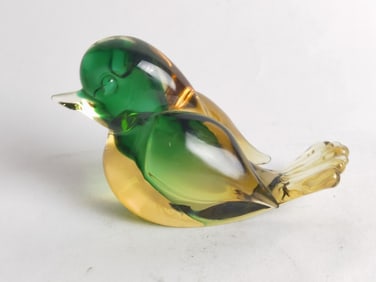 Vintage Murano Italy Sommerso Green/Yellow Bird