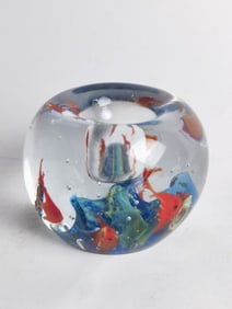 Vintage Murano Italy Aquarium Glass Paperweight Vo
