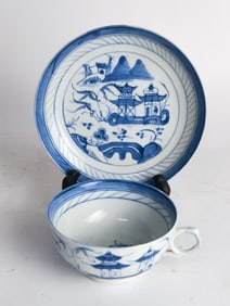 Chinese Export Porcelain B&W Cup Set