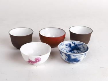 (5) Chinese YiXing ZiSha/Porcelain Tea Cups