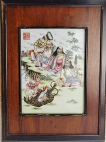 Chinese Porcelain Famille Rose Luohan Plaque