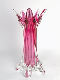 Vintage Murano Italy Pink Glass Vase
