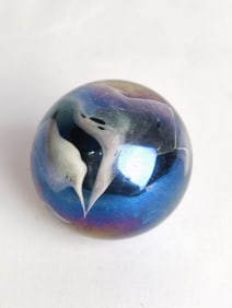 Unmarked Iridescent Swirl Glass Paperweight