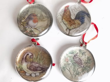 (4) Vintage Cased Glass Christmas Ornaments