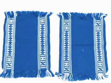 Pr. of Vintage Native American Blue Woven Tapestry