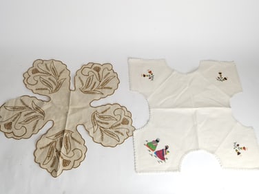(2) Vintage Embroidered Table Linens