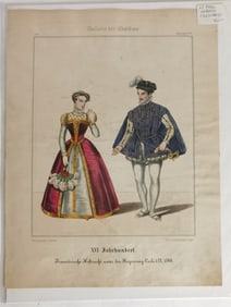 Vintage Ancient German Fashion Lithograph